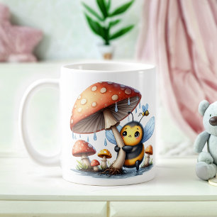 Adorable Baby Bee unter Pilzschirm Kaffeetasse