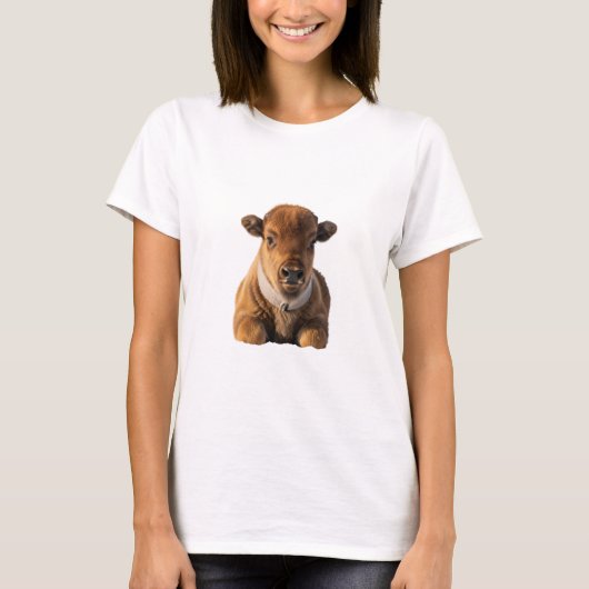 Adorable Baby Bison Portrait on Black Background T-Shirt (Vorderseite)