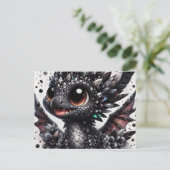 Adorable Baby Black Dragon Postkarte (Stehend Vorderseite)