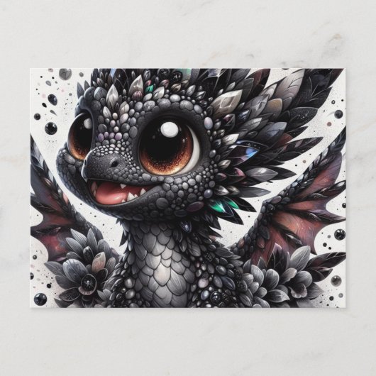 Adorable Baby Black Dragon Postkarte (Vorderseite)