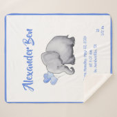 Adorable Baby Blue Birth Stats Kinderzimmer Elepha Sherpadecke (Vorderseite (Horizontal))