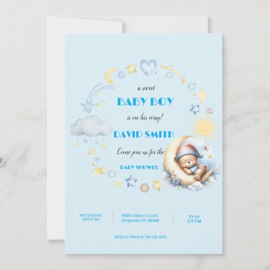 Adorable Baby Boy Dusche Einladung (Vorderseite)