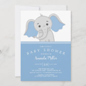 Adorable Baby Boy Elephant Baby Dusche Einladung (Vorderseite)