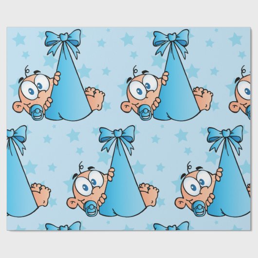 Adorable Baby Boy mit Schnuller in einer Trage Geschenkpapier (Flach)