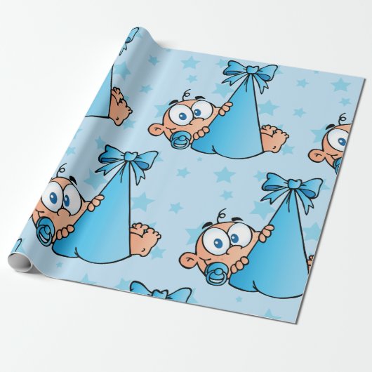 Adorable Baby Boy mit Schnuller in einer Trage Geschenkpapier (Ungerollt)