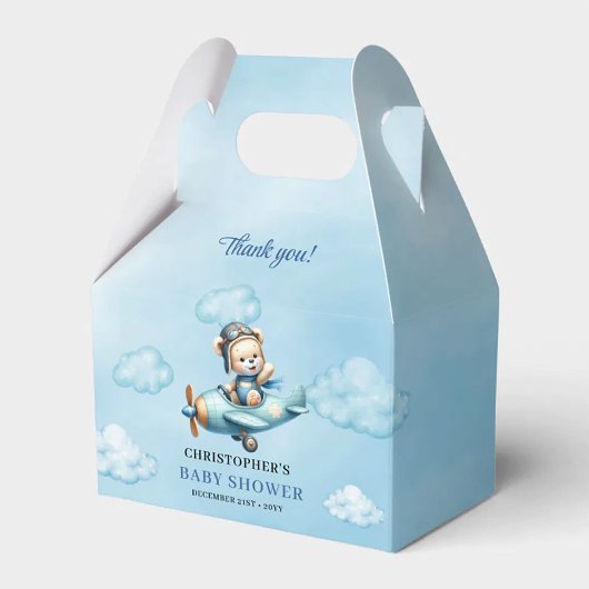 Adorable Baby Boy Shower Airplane Pilot Bear Box Geschenkschachtel