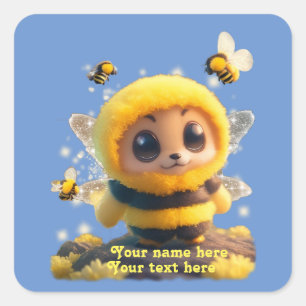 Adorable Baby Bumble Biene personalisieren Custom Quadratischer Aufkleber