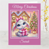 Adorable Baby Bunny an einer Weihnachtsfeier Hütte Karte (Gelbe Blume)