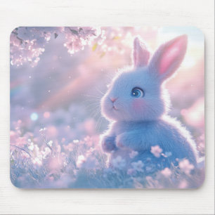 Adorable Baby Bunny in einem Feld von Blume Mousepad