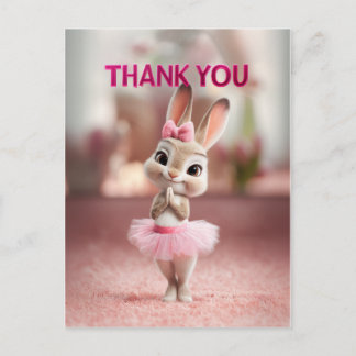 Adorable Baby Bunny in Pink Tutu Thank You Postkarte
