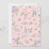 Adorable Baby Bunny & Lamb Pink Purple Blumen Dankeskarte (Rückseite)