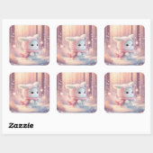 Adorable Baby Bunny Rabbit Frauen Mädchen Niedlich Quadratischer Aufkleber (Blatt)