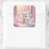 Adorable Baby Bunny Rabbit Frauen Mädchen Niedlich Quadratischer Aufkleber (Tasche)