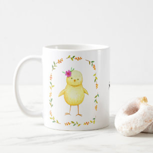 Adorable Baby Chick mit Blume, benutzerdefinierbar Kaffeetasse