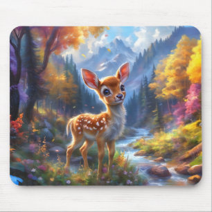 Adorable Baby Deer in einem verzauberten Wald Mousepad