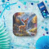 Adorable Baby Deer in einem verzauberten Wald Pappteller (Party)