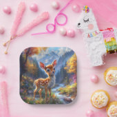 Adorable Baby Deer in einem verzauberten Wald Pappteller (Party)