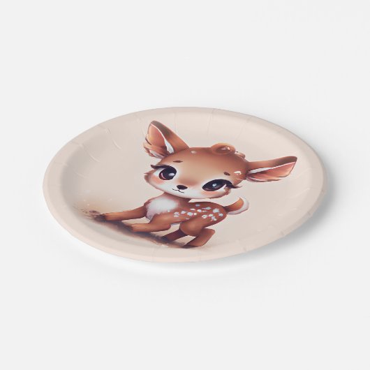 Adorable Baby Deer Pappteller (Schrägansicht)