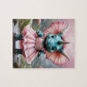 Adorable Baby Dino in rosa Kleid Puzzle (Horizontal)