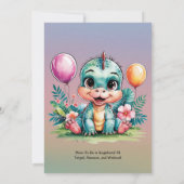 Adorable Baby Dinosaur Babydusche Einladung (Rückseite)