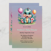 Adorable Baby Dinosaur Babydusche Einladung (Vorne/Hinten)