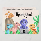 Adorable Baby Dinosaurier Geburtstag Danke Karte (Vorne/Hinten)