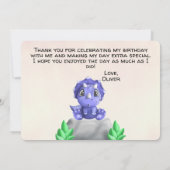 Adorable Baby Dinosaurier Geburtstag Danke Karte (Rückseite)