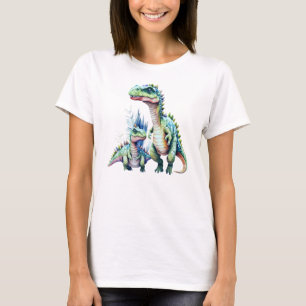 Adorable Baby Dinosaurier mit ihrer Mutter T-Shirt