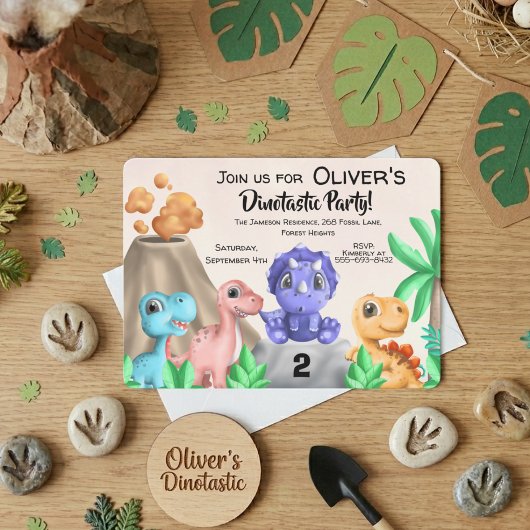 Adorable Baby Dinosaurier zum Geburtstag Einladung