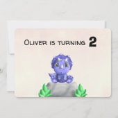 Adorable Baby Dinosaurier zum Geburtstag Einladung (Rückseite)