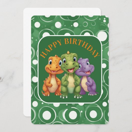 Adorable Baby Dinosaurier's Party Karte (Vorne/Hinten)