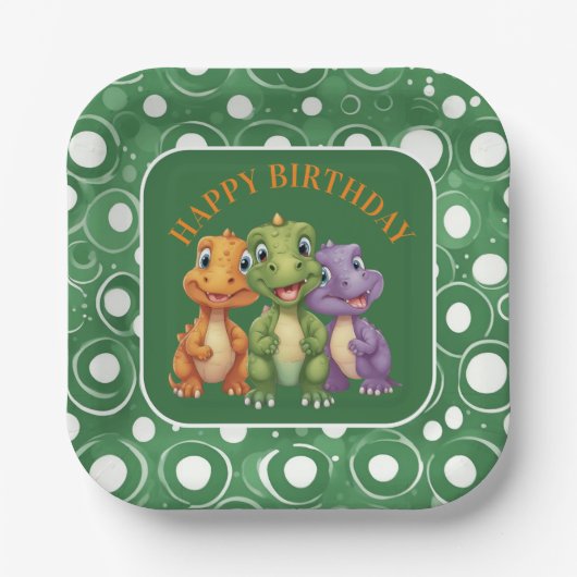 Adorable Baby Dinosaurier's Party Pappteller (Vorderseite)
