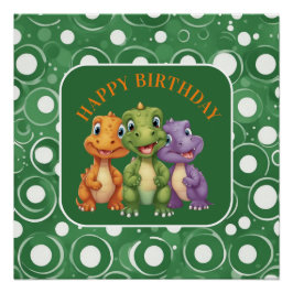 Adorable Baby Dinosaurier's Party Poster