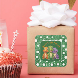 Adorable Baby Dinosaurier's Party Quadratischer Aufkleber