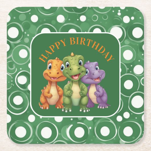 Adorable Baby Dinosaurier's Party Rechteckiger Pappuntersetzer (Vorderseite)