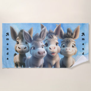 Adorable Baby Donkey Farm Tiere Personalisiert Strandtuch