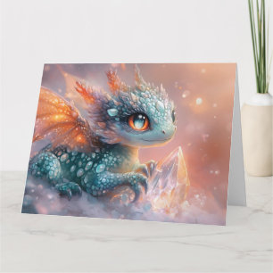 Adorable Baby Dragon mit Kristallgedicht Karte