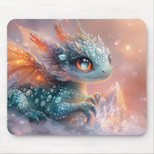 Adorable Baby Dragon mit Kristallgedicht Mousepad