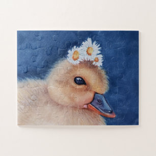 Adorable Baby Duck mit White Daisies Puzzle