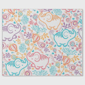 Adorable Baby Elefanten und Blume Geschenkpapier (Flach)