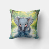 Adorable Baby Elephant and Reflection Personalized Kissen (Rückseite)