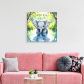 Adorable Baby Elephant and Reflection Personalized Leinwanddruck (Insitu (Wohnzimmer))