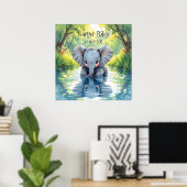 Adorable Baby Elephant and Reflection Personalized Poster (Heimbüro)