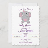 Adorable Baby Elephant Baby Dusche Einladung (Vorderseite)