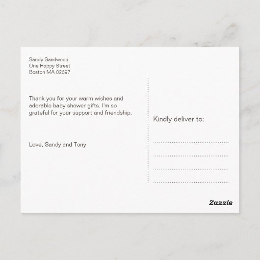 Adorable Baby Elephant | Babydusche Vielen Dank Postkarte (Rückseite)