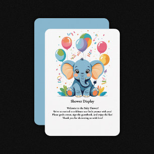 Adorable Baby Elephant Balloons Babydusche Begleitkarte