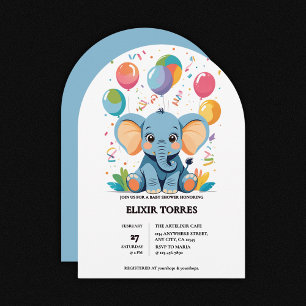 Adorable Baby Elephant Balloons Babydusche Einladung