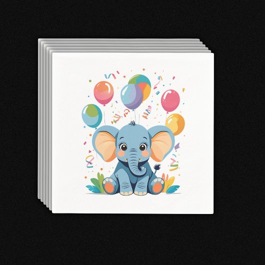 Adorable Baby Elephant Balloons Babydusche Serviette