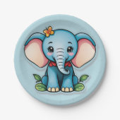 Adorable Baby Elephant Blue Pappteller (Vorderseite)