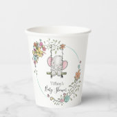 Adorable Baby Elephant Boy Floral Baby Dusche Pappbecher (Vorderseite)